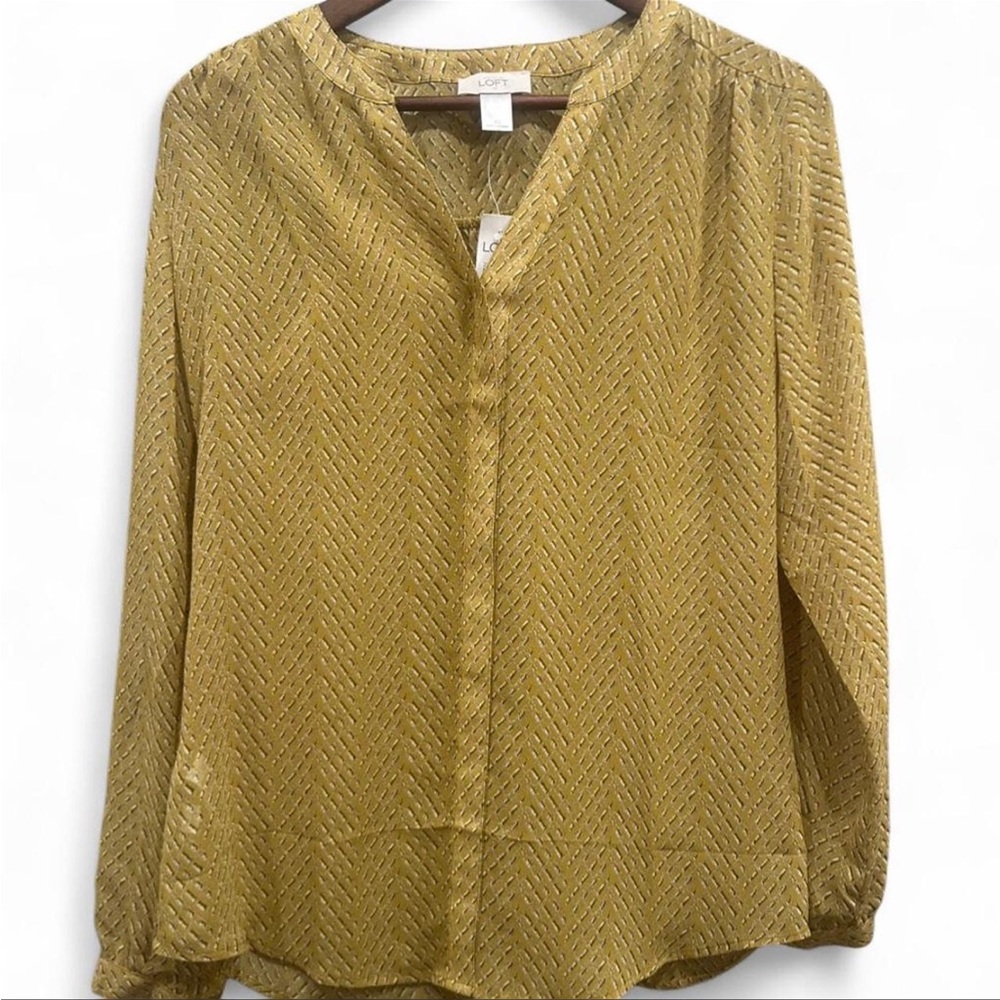 NWT LOFT Sheer Long Sleeve Yellow Blouse | XS
